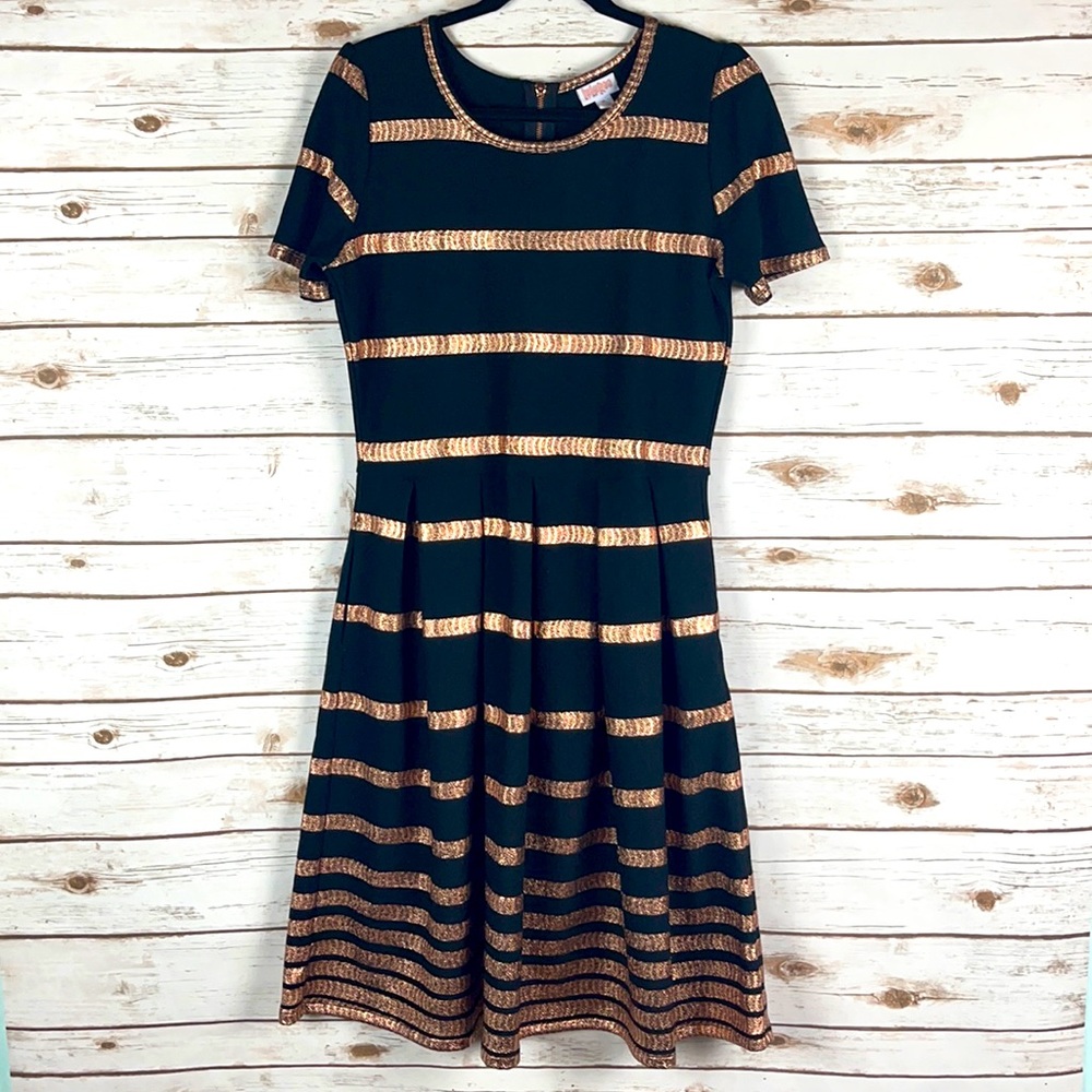 LuLaRoe Elegant Amelia Dress! Black and Rose Gold!